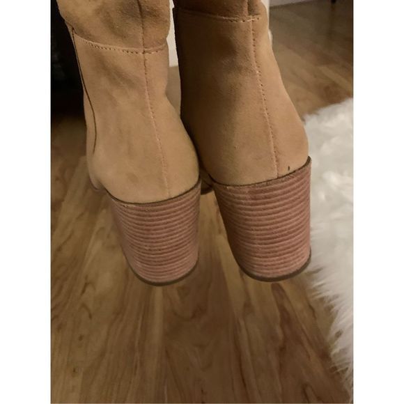 Steve Madden Tan Suede Leather Chunky Heel Full Length Tall Boots Size 8.5 - Picture 5 of 6
